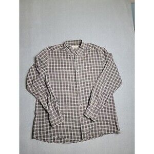 Ermenegildo Zegna Shirt Mens 2XL Button Gray Plaid Cotton Preppy Dad Casual Soft